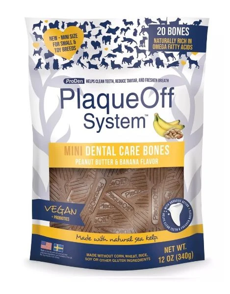 ProDen PlaqueOff Dental Mini Bones Peanut Butter & Banana 340g 3 ProDen PlaqueOff Dental Mini Bones Peanut Butter & Banana 340g